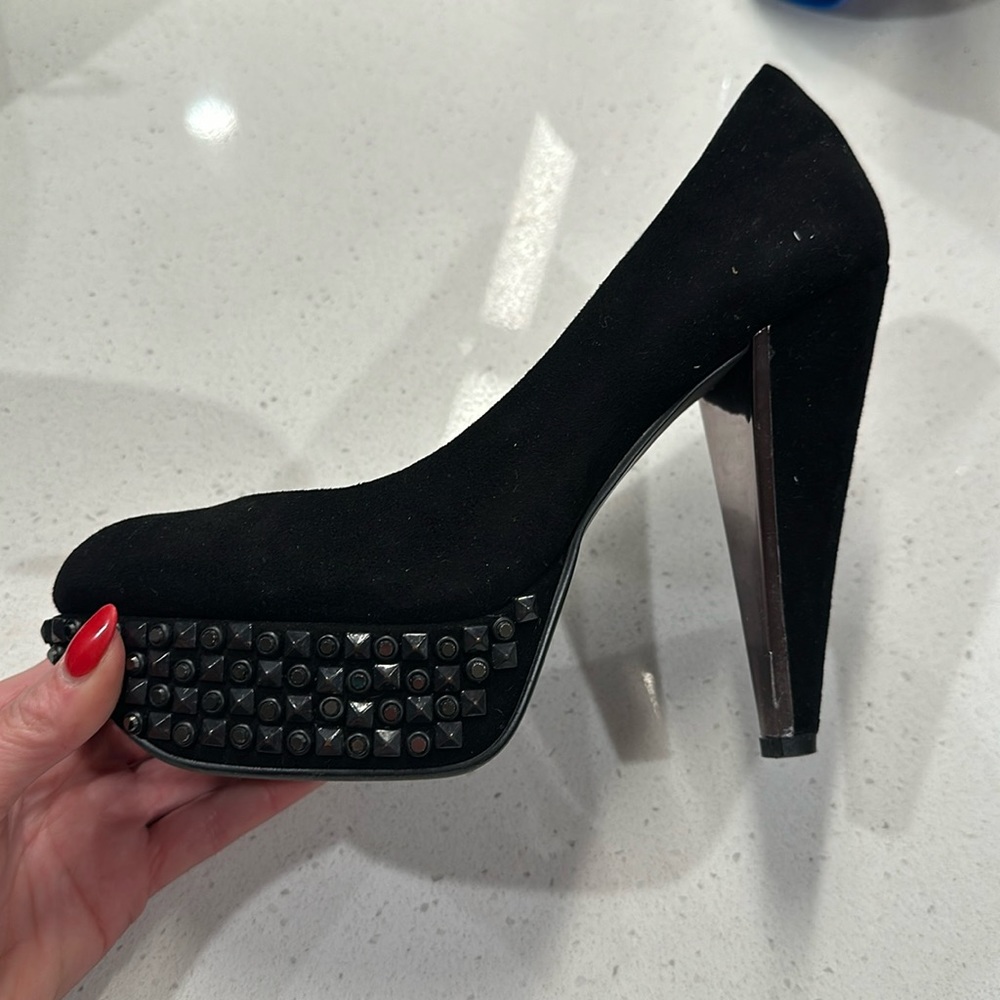 Sam Edelman York-Blk Kid suede platform pump